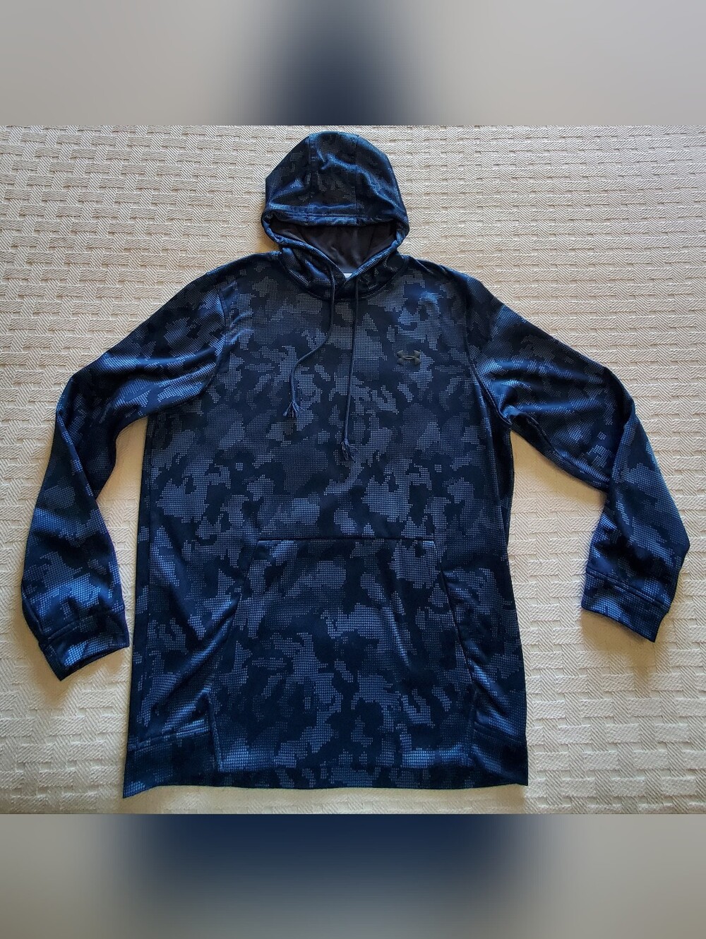 Under Armour Blue Digital Camo ColdGear Fleece Hoodie Sweatshirt Unisex - Picture 5 of 12